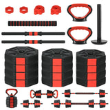 Garvee Free Weights Dumbbells Set 44 Lbs Adjustable Barbell Kettlebell Home Strength Training Red Black