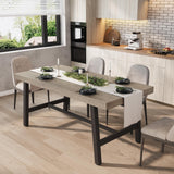 Garvee Industrial Dining Table for 4-6 People, 63" Long Wooden Kitchen Table with Sturdy Metal Frame, Grey Finish, Rectangular, 63in x 31.5in x 30in - Grey 62.99" Long