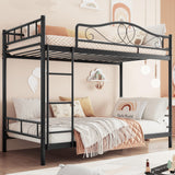 Garvee Twin Over Twin Bunk Bed Heavy Duty Metal With Safety Guardrail & Ladder Space-Saving Design 400 LBS Capacity Noise-Free Black - Black