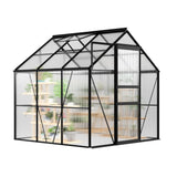 Garvee 6 x 6 FT Polycarbonate Greenhouse with Aluminum Frame, Sliding Door & Adjustable Roof Vent for Backyard Garden Patio, Black - Black