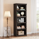 Garvee 5 Tier Bookcase, Farmhouse Book Shelf with Storage, 67.4 Inch Tall Open Display Bookshelves, Wooden 5 Shelf Bookcase for Living Room, Bedroom-Oak - Oak
