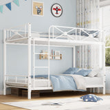 Garvee Twin Size Metal Bunk Bed Frame Industrial Heavy Duty Bunkbeds with Safety Guard Rails Space-Saving Design White - White