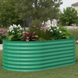 Garvee 6x3x2ft Oval Metal Raised Garden Bed with Safety Edging, Outdoor Planter Box for Vegetables & Plants, Green - Green