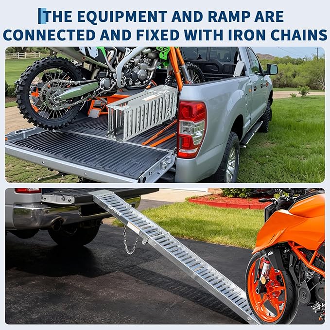 Garvee 1500LB 2-Pc Tri-Fold Ramps - 72"x9" Steel Loading Ramps for ATV/UTV/Motorcycles/Trucks (Heavy-Duty, Silver)