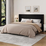 Garvee King Size Bed Frame with Wingback Headboard, Velvet Upholstered Platform Bedframe, Black, 8'' Under-Bed Storage Space, Easy Assembly - Black
