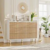 Garvee Fluted Wood Double Dresser 47.2" With Metal Handles For Bedroom Living Room Entryway White