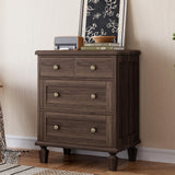 Garvee 4 Drawer Dresser Vintage Bedroom Wood Chest Large Capacity Dark Brown - Dark Brown