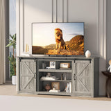 Garvee 70 in Farmhouse TV Stand with Power Outlets for Up to 80 in TVs, Sliding Barn Door, Large Storage, 32 in Tall, Dark Grey - Dark Grey