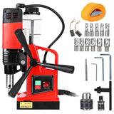 Garvee Mag Drill Press 1100W Portable Magnetic Drill Press with 11Pcs Drill Bits for Industrial and Home Improvement Metal Surface Drilling 1.6" Diameter 550 RPM - Red