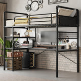 Garvee Loft Bunk Bed with L-Shaped Desk, Twin Metal Loft Bed for Kids Teens Adults, Vintage Black, Space-Saving, Heavy Duty, Easy Assembly - Vintage Black