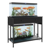 Garvee 40-50 Gallon Aquarium Stand with Power Outlet, Metal Frame Fish Tank Stand, Adjustable Height, Black, 39.4'' x 19'' - Black