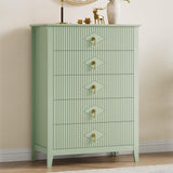 Garvee Fluted Dresser 42.9" Tall 5-Drawer Wood Dresser Green for Bedroom Living Room Entryway