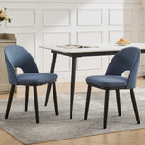 Garvee Wooden Dining Chairs Set of 2 Upholstered Kitchen Dining Room Chairs Blue Modern Fabric Farmhouse 20.47"x18.11"x30.7" - Blue/Hollowed 2 Pcs