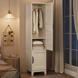 Garvee Armoire Wardrobe Closet with 2 Doors, Adjustable Shelves, Hanging Rod, 72 in, Rustic White for Bedroom Storage