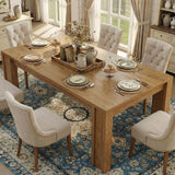 Garvee 71" Long Dining Table for 6-8, Farmhouse Rectangular Wood Kitchen Table, Natural, Sturdy Wide H-Legs, Thick Top, 71x35 inches - Natural