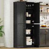 Garvee Kitchen Pantry Cabinet, Freestanding Pantry Storage Cabinet with Doors and Shelves, 70" Cupboard, Modern Tall Cabinet for Dining Room, Black - Black