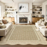 Garvee Scalloped Rugs for Living Room 5x7 Area Rugs Non-Slip Low Pile Soft Non-Shedding Camel - Camel