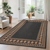 Garvee Solid Bordered Easy Jute Rug 5x7 Washable Non-Slip Indoor Outdoor Rug Black Brown - Border|Black Brown