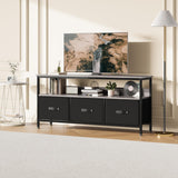 Garvee Tv Stand Dresser With Storage, 3-Drawer Entertainment Center For Living Room, Grey, Fits 32-55 Inch TVs - Grey Board + Black Drawers