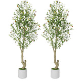 Garvee Faux Olive Tree 5ft Artificial Indoor Olive Trees with White Planter for Home Office Décor, Green Leaves with Big Fruits, 2 Pack