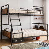 Garvee Metal Bunk Bed Twin Over Full Size With Angled Ladder High Guardrail Heavy Duty Frame Vintage Brown - Brown