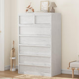 Garvee 7 Drawer Dresser White Wooden Bedroom Storage Organizer 46 in Tall - Antique White