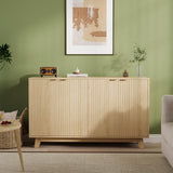 Garvee 55.1" Sideboard Buffet Cabinet with Storage, Modern Fluted Accent Credenza, Wood Coffee Bar Console Table for Living Room, Dining Room, Kitchen, Entryway, White
