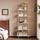 Garvee Bookshelf 5 Tier Metal Frame 71 Inch Tall Open Shelf Bookcase for Home Office Living Room Study White