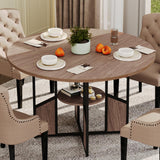 Garvee Round Dining Table for 4-6 People, 59 in Wood Kitchen & Dining Room Table with Pedestal Base, Adjustable Feet, Walnut