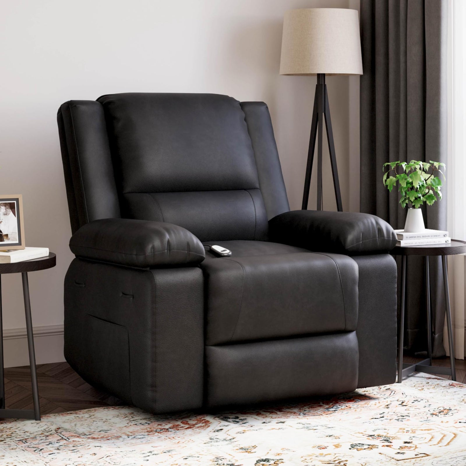 Garvee Electric Power Lift Recliner Chair for Elderly – PU Leather, Heated Massage, Adjustable Backrest & Footrest, Heavy Duty Mobility Support, 400 lbs Capacity – Black