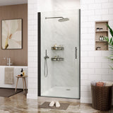 Garvee 72" x 34" Frameless Pivot Shower Door, Matte Black, Adjustable Width, Clear Tempered Glass, Waterproof - Matte Black (6Mm)