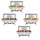 Garvee 4 Pack Chafing Dishes With 8 Full Size Pans Stainless Steel Buffet Food Warmers For Parties Weddings Christmas