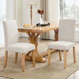 Garvee Dining Chairs Set of 2 Fabric Upholstered Kitchen Chairs with Curved Backrest, Heavy-Duty Wood Legs, 265lbs Capacity, Easy Clean Fabric, Neutral Linen - Beige