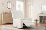 Garvee Recliner Chairs Swivel Rocker Glider Nursery Chair 360° Rotation Linen White Compact Size - White-Linen