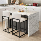 Garvee Bar Stools Set of 2 Modern Counter Height Bar Stools with Back and Footrest White - White