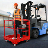 Garvee 36" x 36" Forklift Safety Cage Heavy-Duty Steel Man Lift Basket 1800 lbs Capacity Orange Industrial Use - Red