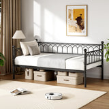 Garvee Twin Size Daybed Sofa Bed Frame Metal Steel Slat Support Heavy Duty Space Saving Black - Dark Black