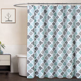 Garvee Fabric Shower Curtain Geometric Quatrefoil Pattern Modern Poly-Cotton Bathroom Aqua Mint Grey 72x72 Inches