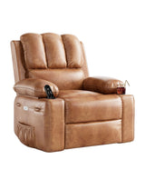 Garvee 22" Power Recliner Chair with Massage and Heat, 360° Swivel Oversized Leather Recliner for Living Room and Bedroom, Large Seat Width, Two-Tone Retro