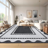 Garvee Washable 8x10 Area Rugs with Non Slip Backing for Living Room Bedroom, Modern Border Neutral Soft Carpet, Black Grey - Border|Black