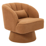 Garvee 360° Swivel Modern Velvet Barrel Accent Chair Striped Backrest Plush Padding for Living Room Bedroom Reading Nook - Orange