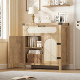 Garvee Rattan Sideboard Buffet Cabinet with Drawer for Farmhouse Kitchen, Dining Room, Natural Wood