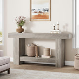 Garvee 63" Farmhouse Console Table With 2 Tiers And Storage Large Wooden Sofa Table For Entryway Hallway Living Room Rustic Wood Finish