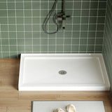 Garvee 48"X32" Acrylic Shower Pan With Center Drain, Single Threshold, Non-Slip Surface, White, Rectangle, Lightweight