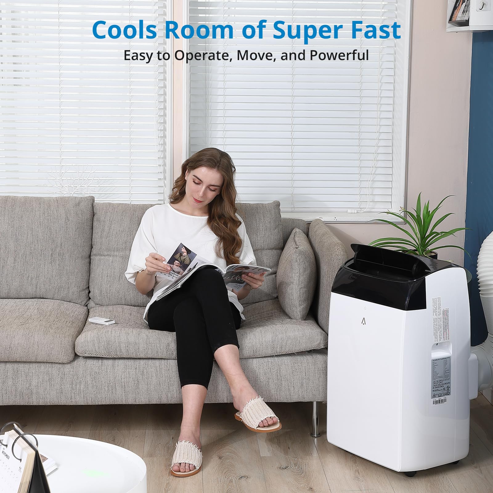 Garvee 12000 BTU 3-in-1 Portable AC Unit | Cools 550 sq.ft with Fast Auto Cooling | Quiet Air Conditioner with Dehumidifier for Bedroom & Living Room - Black