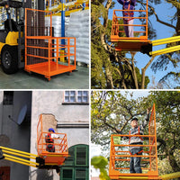 Garvee Forklift Safety Cage Heavy Duty Steel Man Basket Foldable Work Platform with Guardrails Safety Harness Wheels for Aerial Work