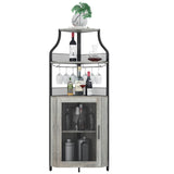 Garvee Corner Wine Bar Rack Cabinet with Detachable Wine Rack, Bar Cabinet with Glass Holder and Mesh Door, Liquor Coffe Bar Cabinet with Adjustable Shelves, ‎Grey - Grey