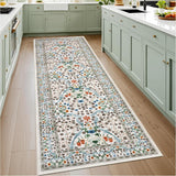 Garvee Washable Kitchen Runner Rug Floral 2x6 Non Slip Stain Resistant Ultra-Thin Soft Beige - B.Beige