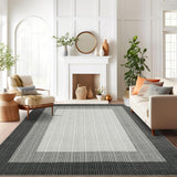Garvee Washable Rug 8x10 Grey Non Slip Low Pile Pet Friendly Large Carpet for Living Room Dining Room Bedroom Apartment - Grey Border