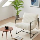 Garvee Sling Accent Chairs Mid Century Modern Metal Frame Cozy Reading Chair Oversized Comfy Armchair Linen Corduroy - Corduroy | Beige